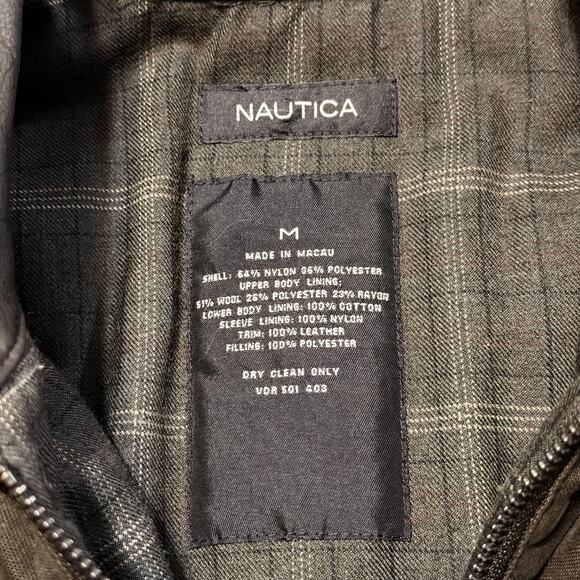 Vintage Nautica Waxed Field Coat Size M Brown Leather Collar Heritage Workwear - Picture 4 of 14